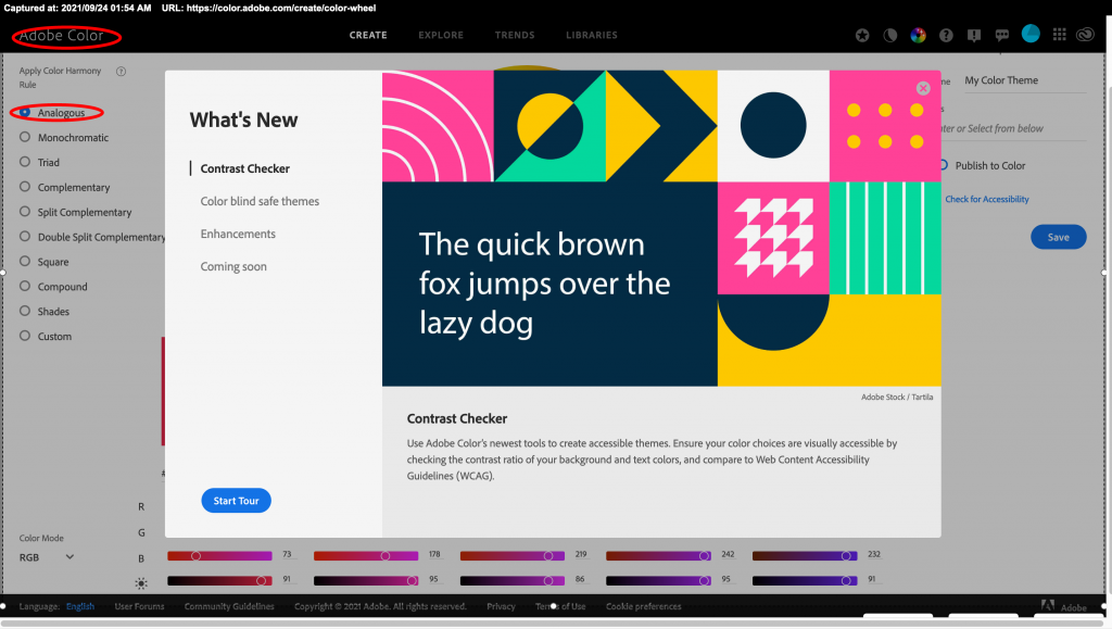 image of adobes new app color pallette generator